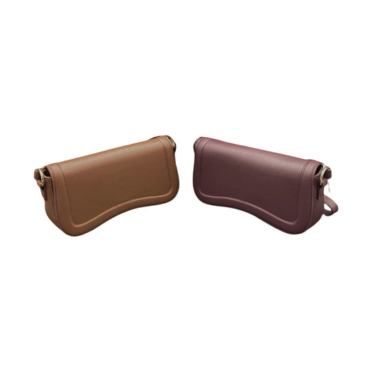 Curved Vegan Leather Crossbody Bag