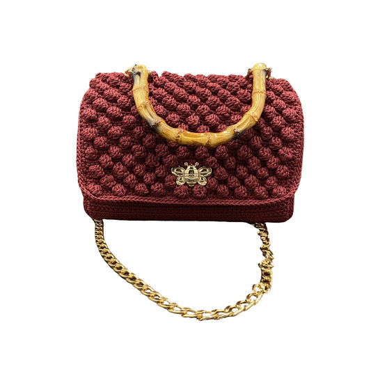 Crochet Clutch Purse – Handmade Macramé Bag with Strap & Handle
