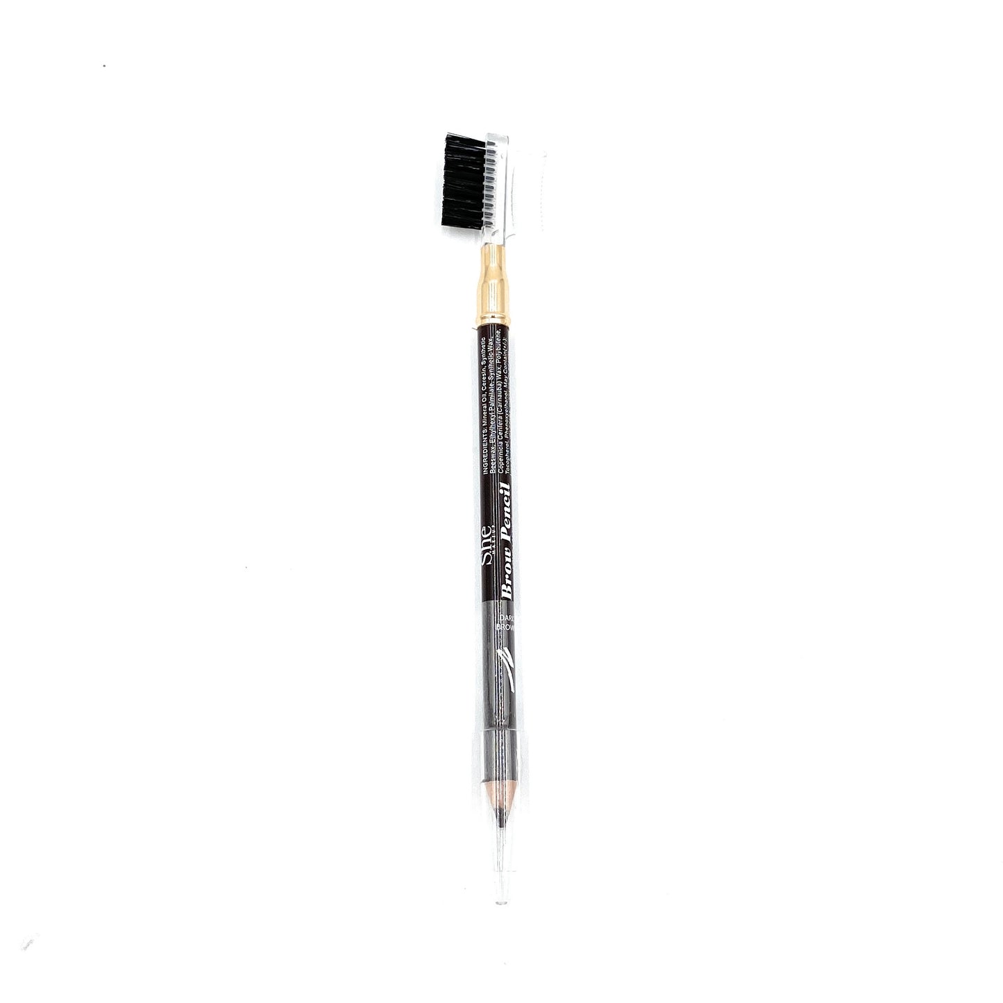 She Makeup - Dual Ended Pencil and Brush Long Lasting Brow Pencil Color Dark Brown/ Lápiz y Pincel de Doble Punta, Lápiz para Cejas de Larga Duración Colo Cafe