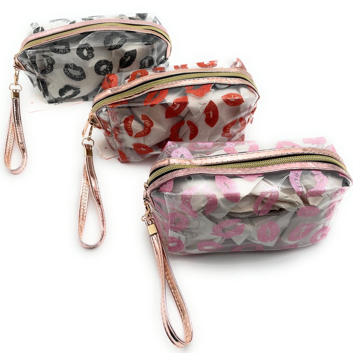 Kiss Transparent Clear Cosmetic Wristlet Bag