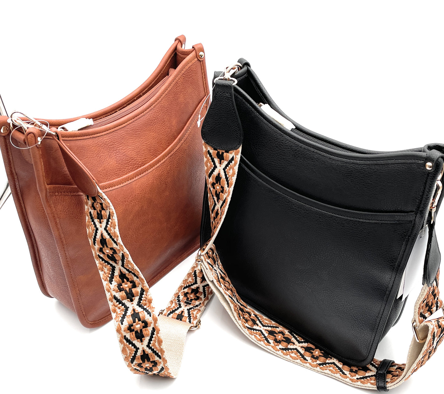 Bolso bandolera curvo con correa estampada