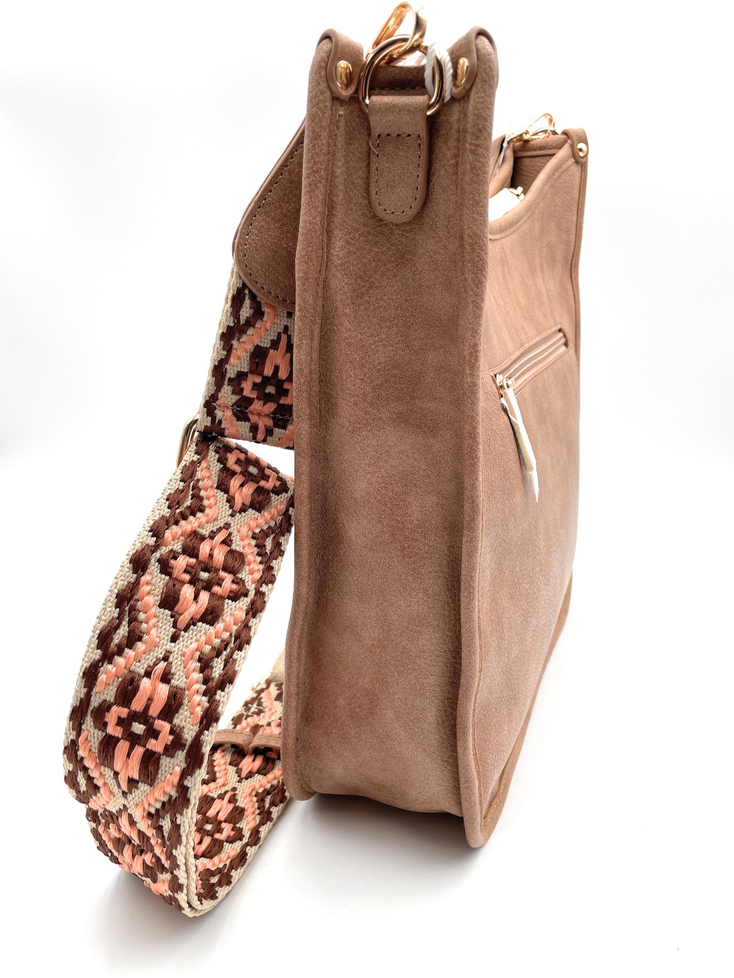 Bolso bandolera curvo con correa estampada