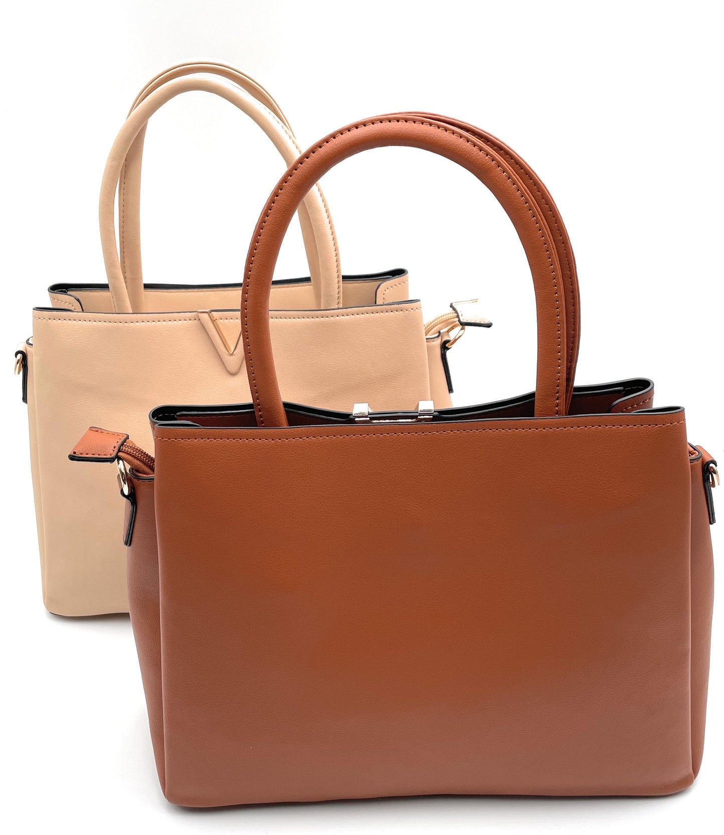 Bolso satchel con asa en V y billetera