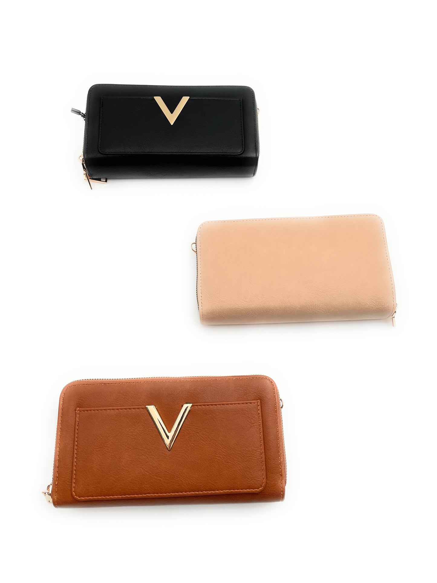 Cartera con diseño V y correa