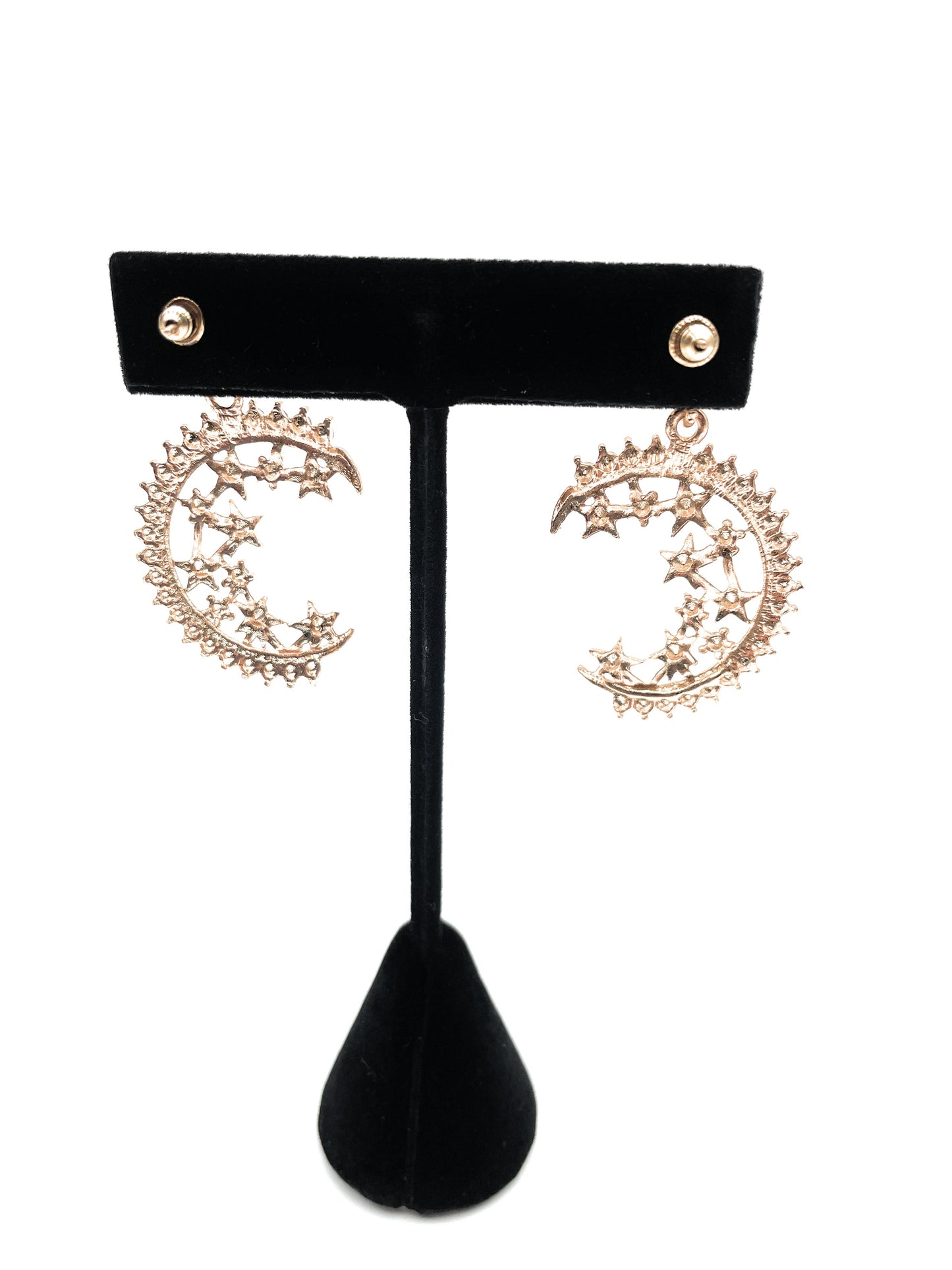 (E) Aretes de diamantes de imitación de estrella y luna