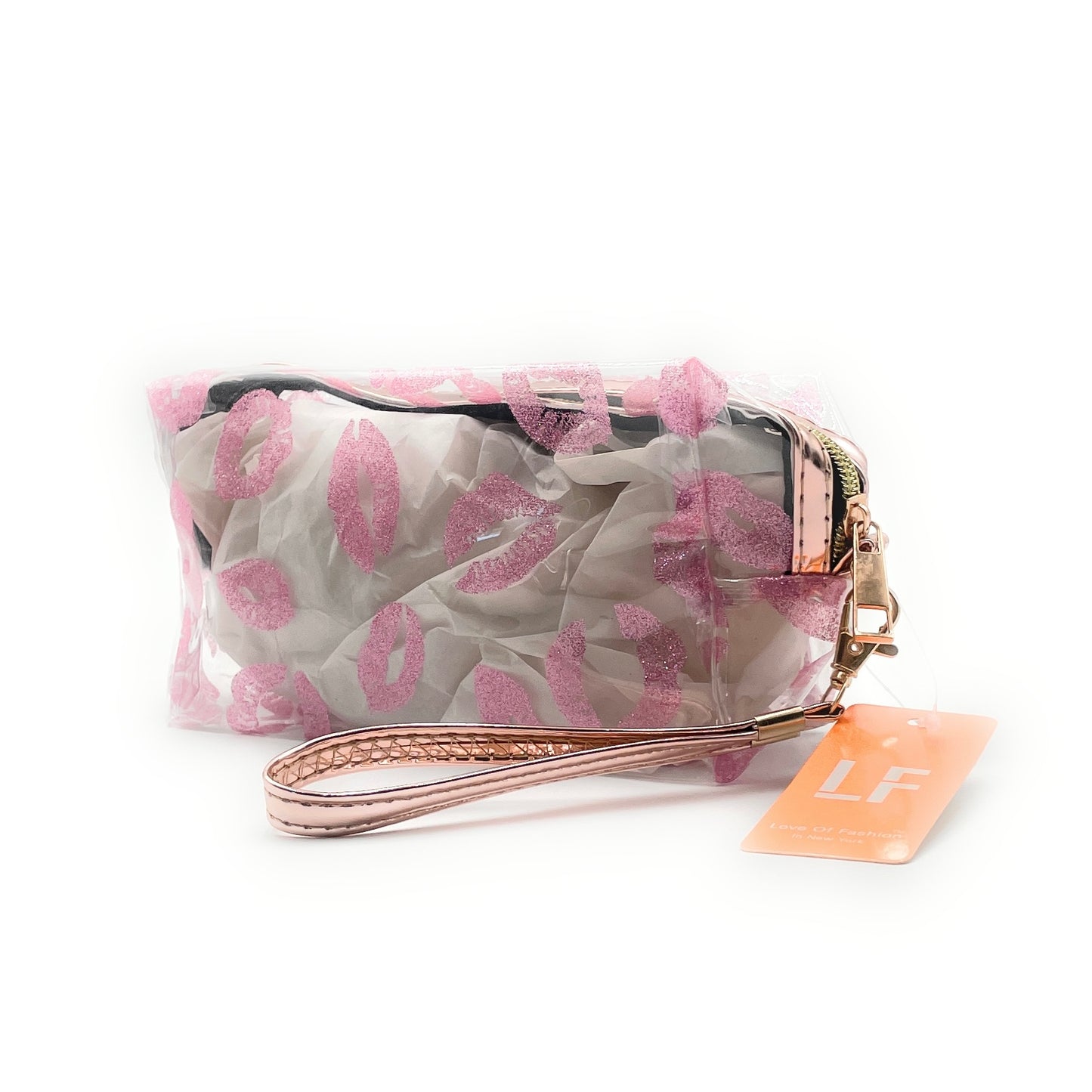 Kiss Transparent Clear Cosmetic Wristlet Bag