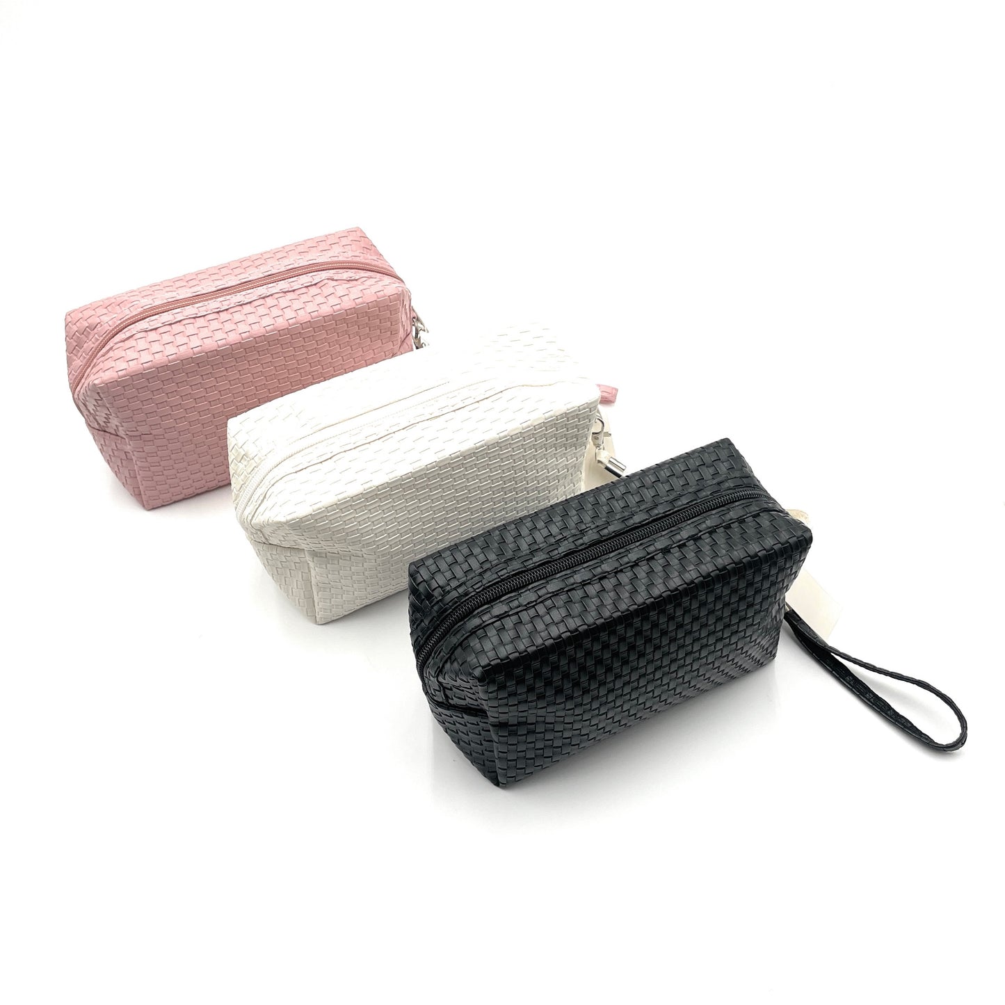 Cosmetic Waffle Textured Bag w/ Wrist Strap
