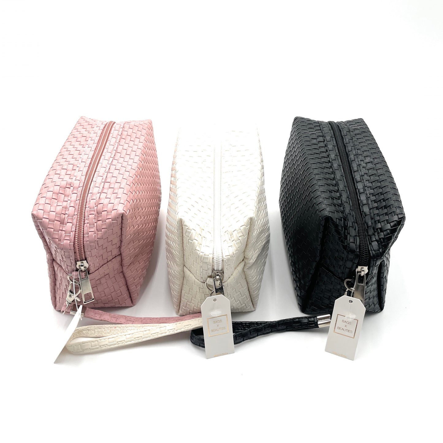 Cosmetic Waffle Textured Bag w/ Wrist Strap