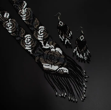 Beaded Jewelry Black Denim