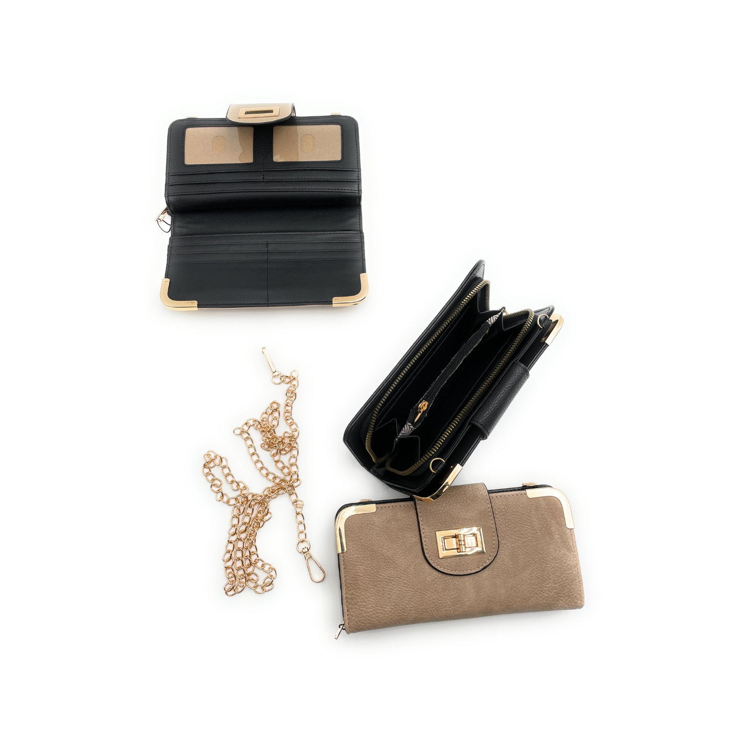 Cartera cruzada con broche giratorio