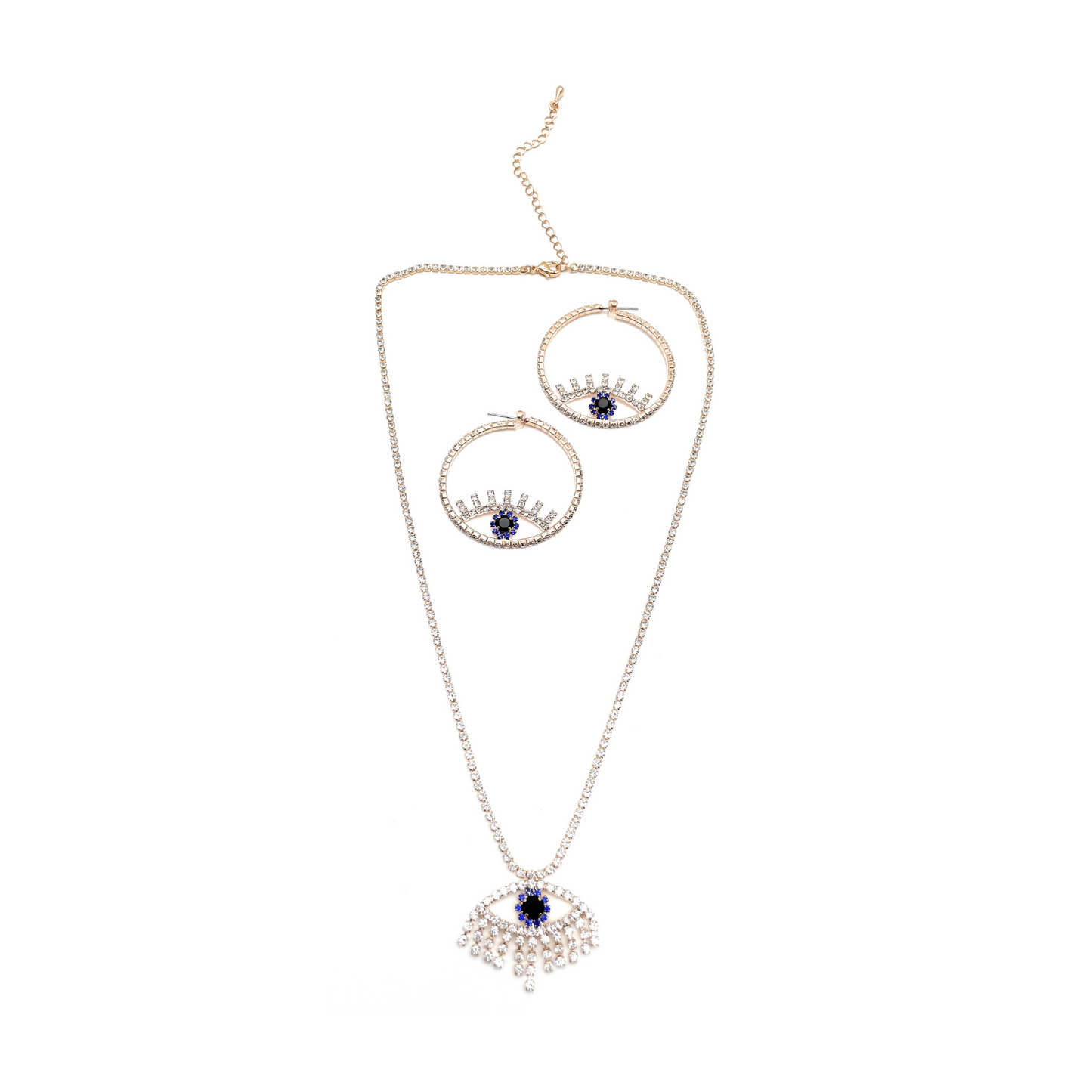 (ST) Juego de collar y aretes de aro mal de ojo