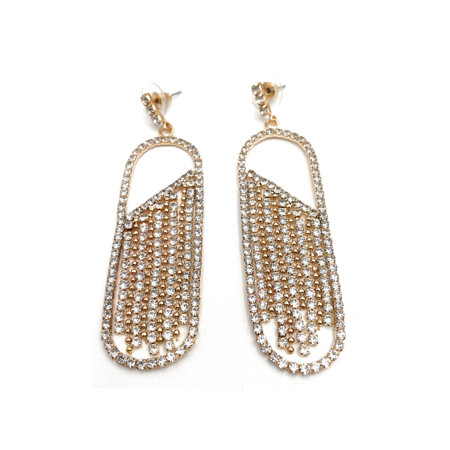 (E) Pendientes con flecos de diamantes de imitación 25933