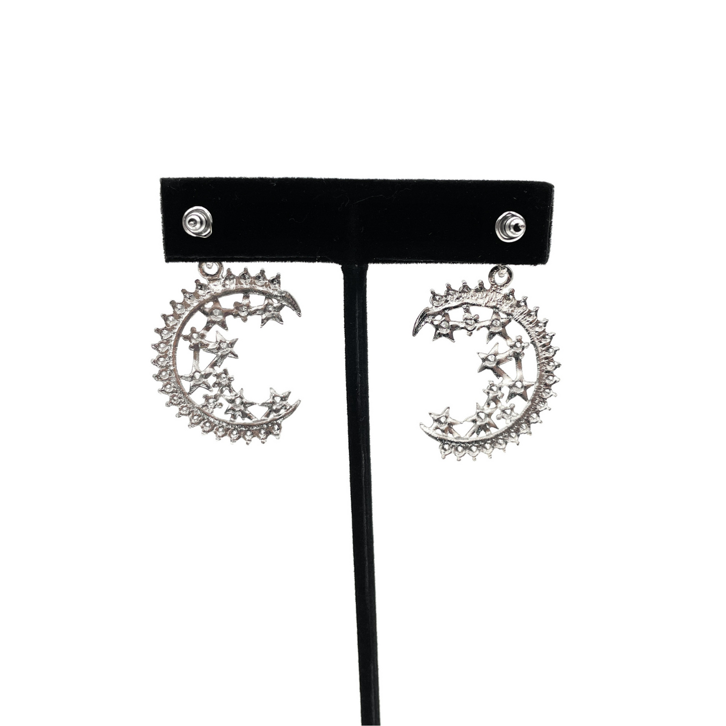 (E) Aretes de diamantes de imitación de estrella y luna