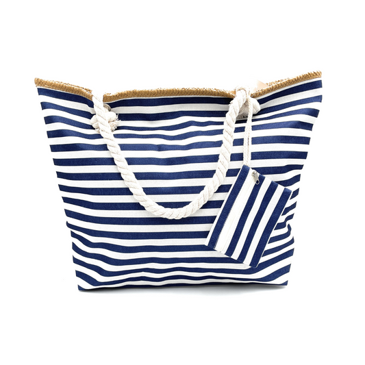 Beach Bag  Stripe Beach Bag with Mini Coin Purse