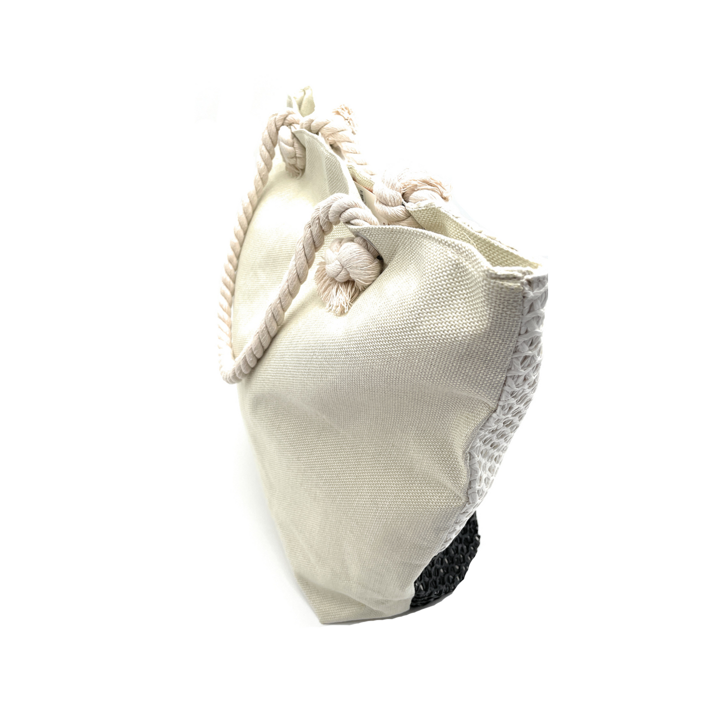 Woven Straw Tote Bag – Two-Tone Beach Purse, Boho Summer Handbag
