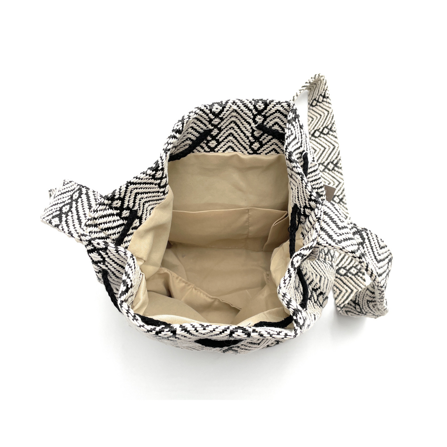 Boho Geometric Pattern Bucket Bag with Tassels