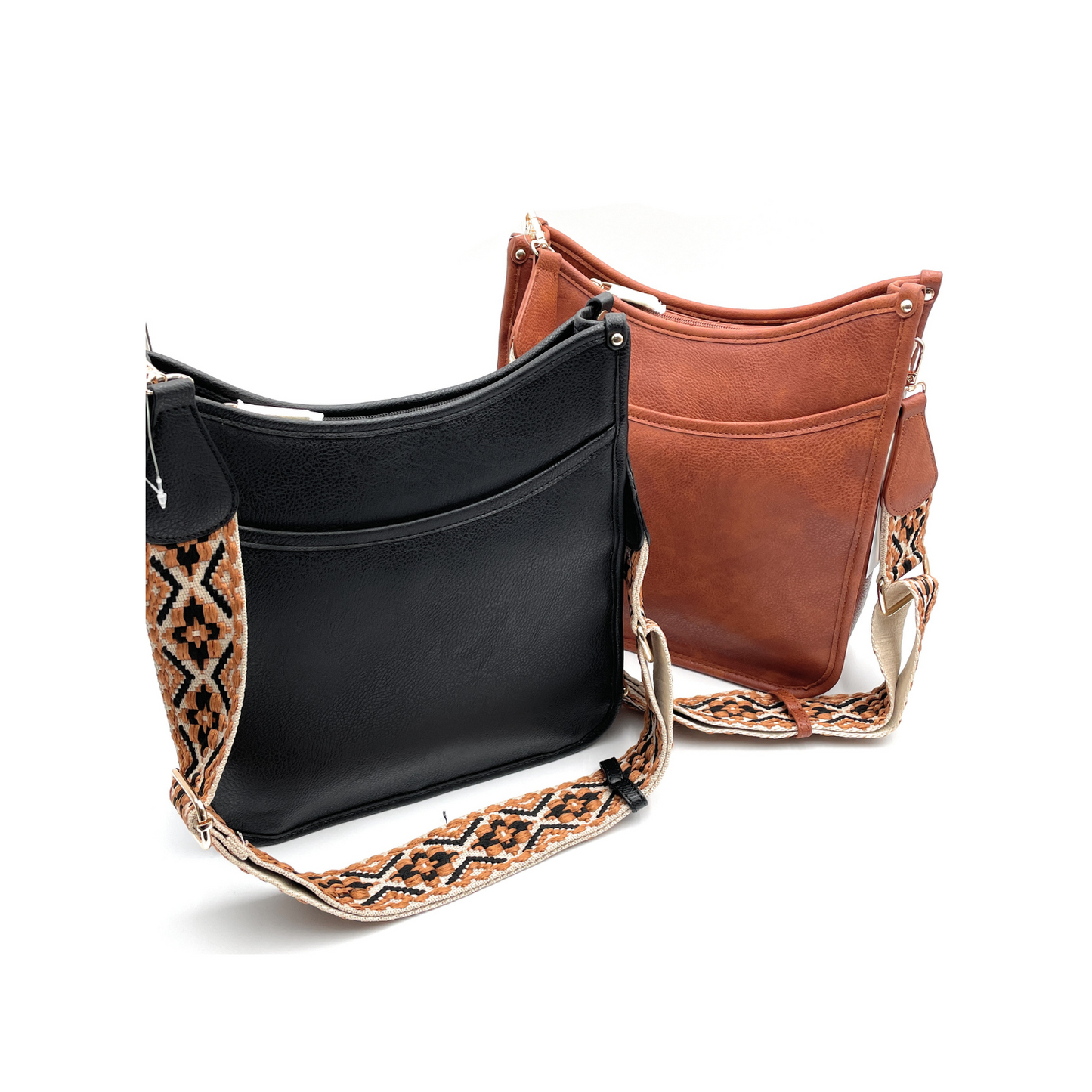Bolso bandolera curvo con correa estampada
