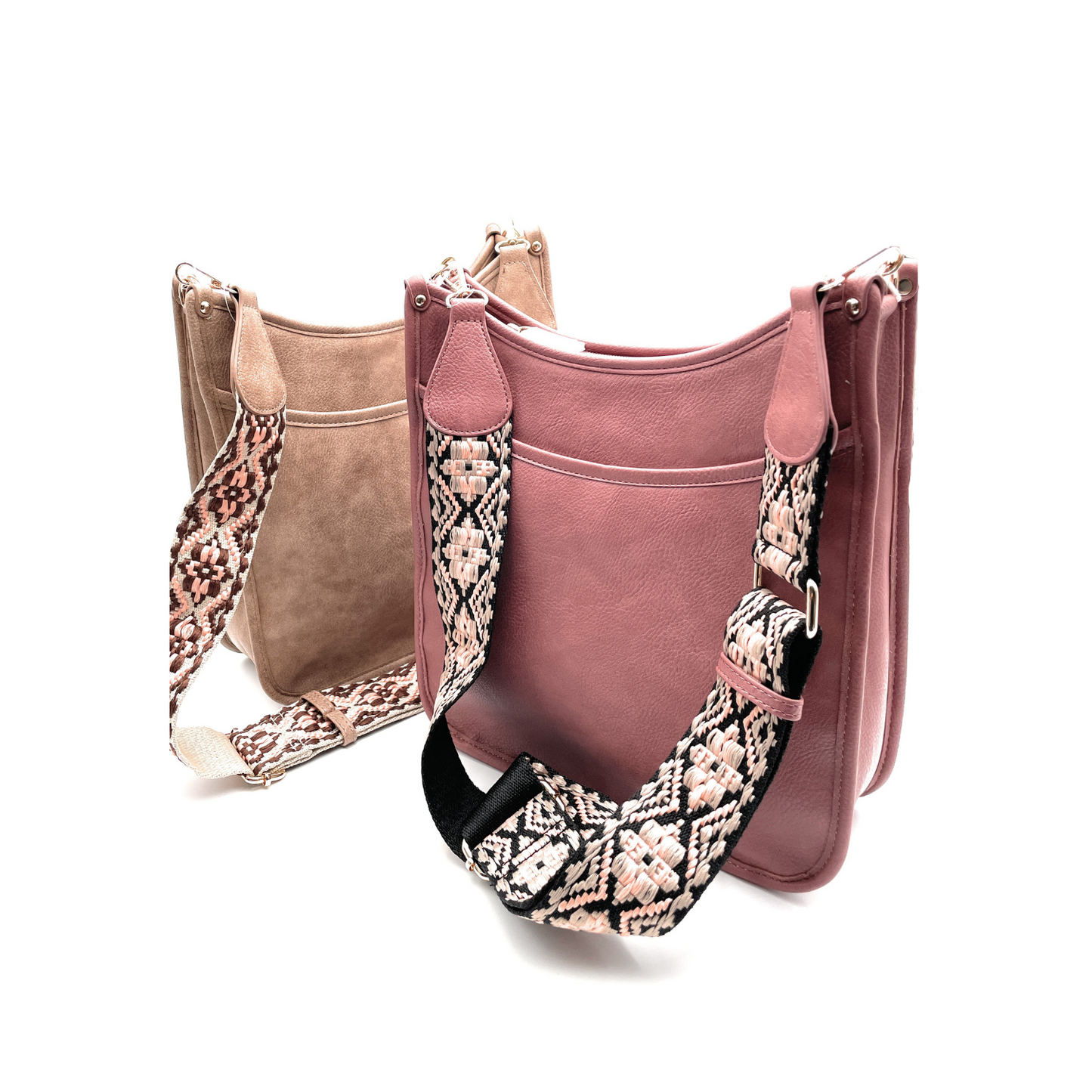 Bolso bandolera curvo con correa estampada