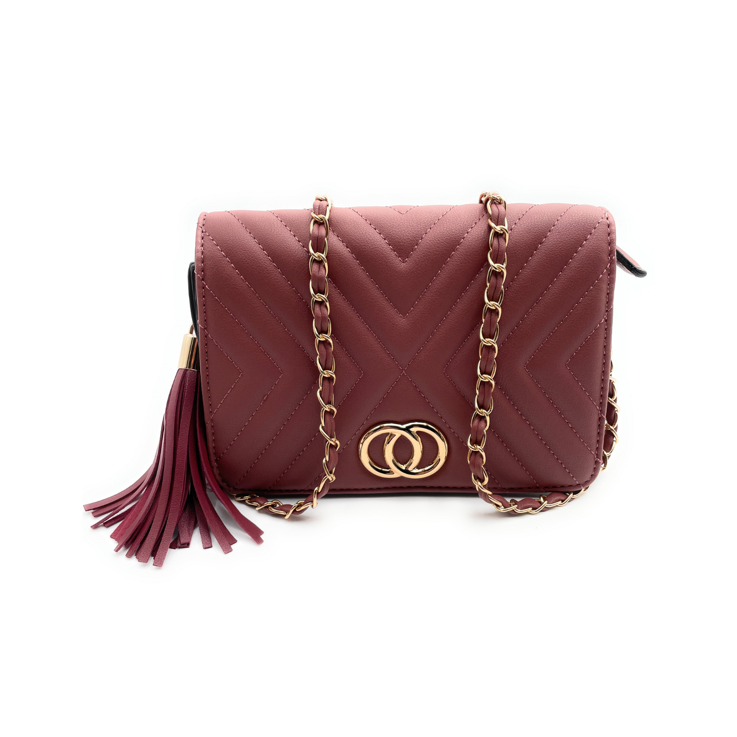Bolso con borlas y costuras estampadas con diseño circular