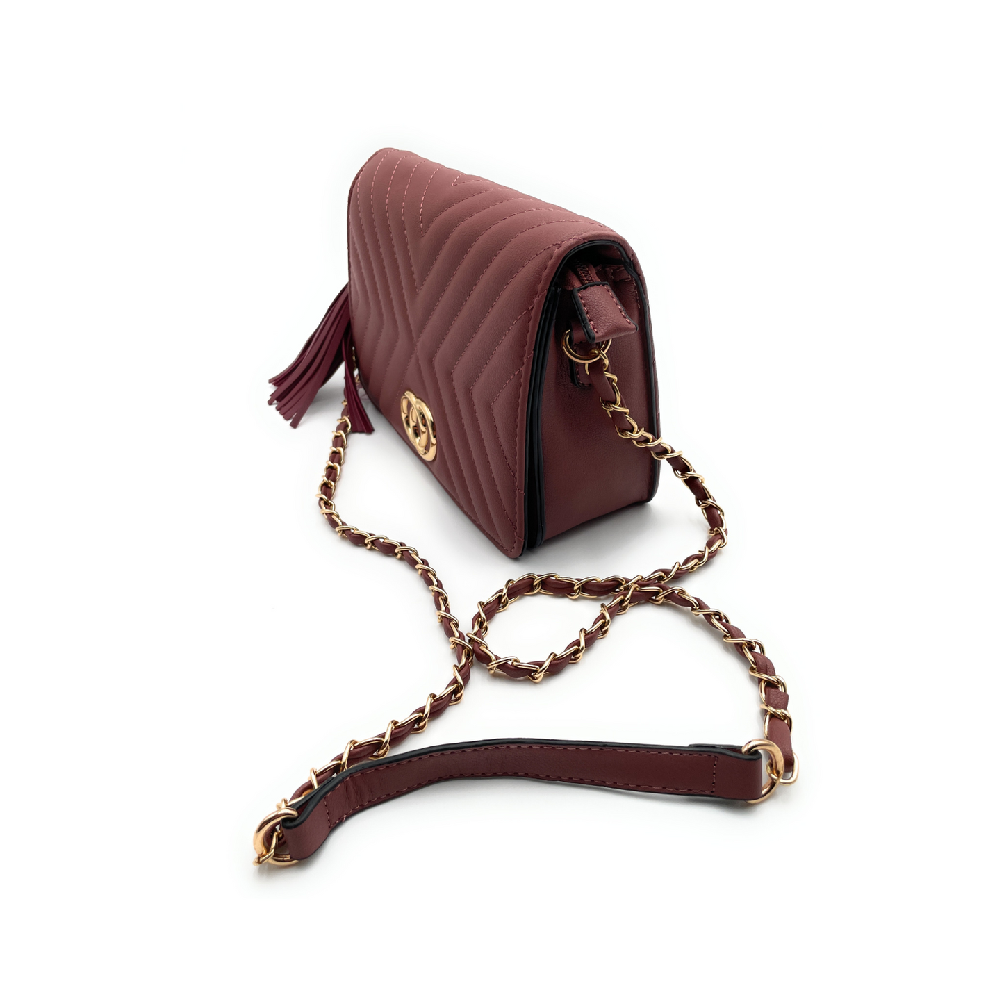 Bolso con borlas y costuras estampadas con diseño circular