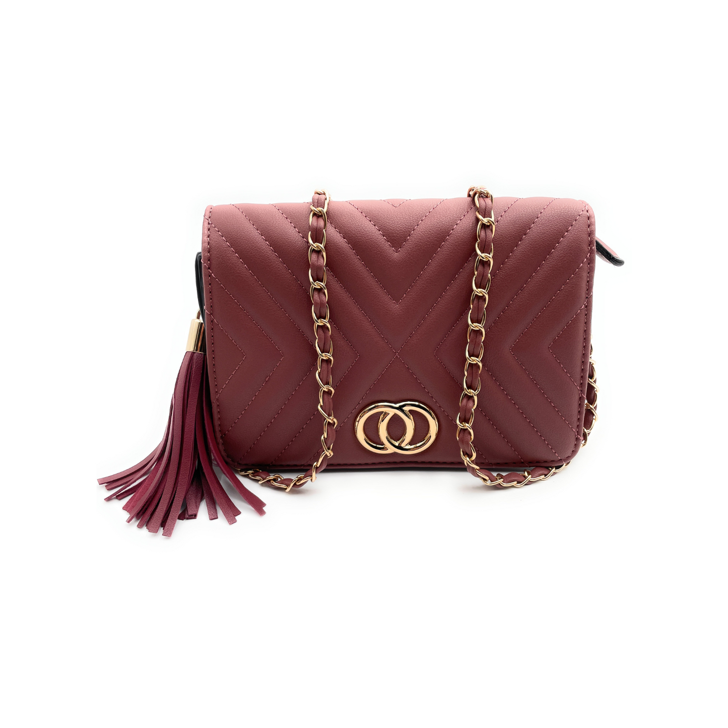 Bolso con borlas y costuras estampadas con diseño circular