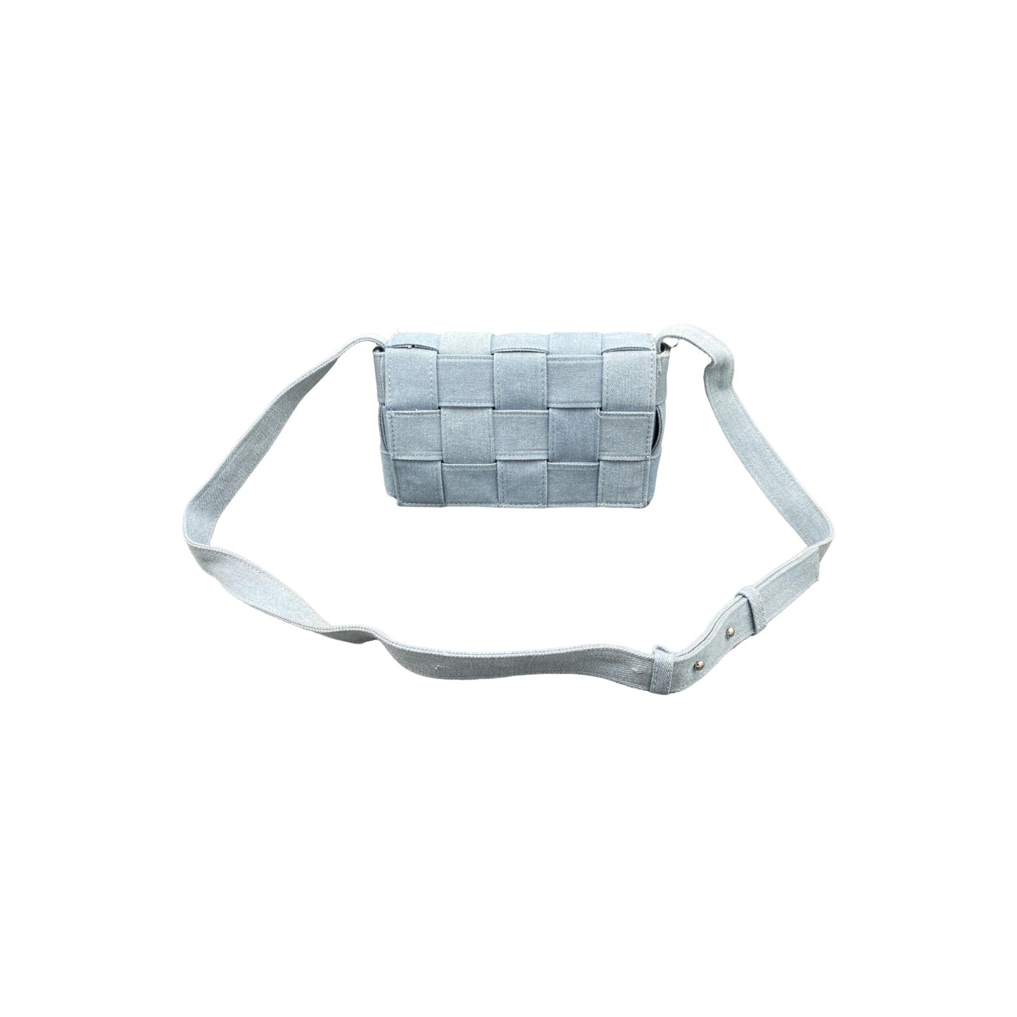 Denim Braided Flap Crossbody Bag