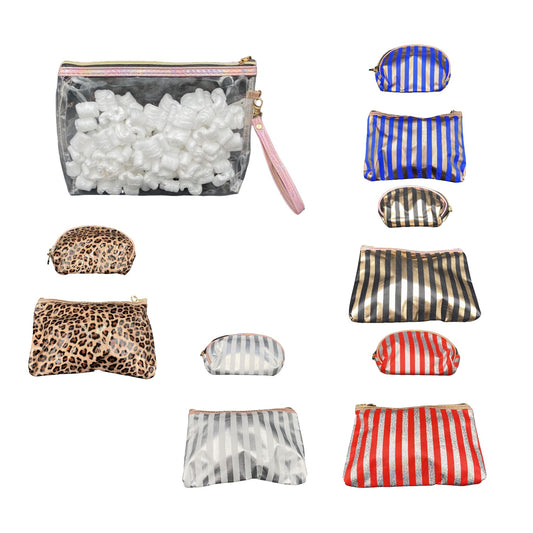 3 Piece Striped Costmetic Bag