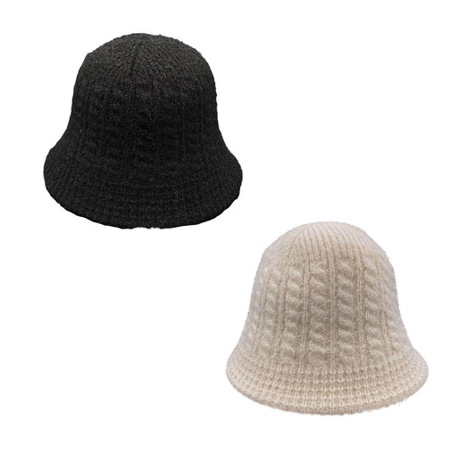 Winter Woven Chain Textured Knit Bucket Hat