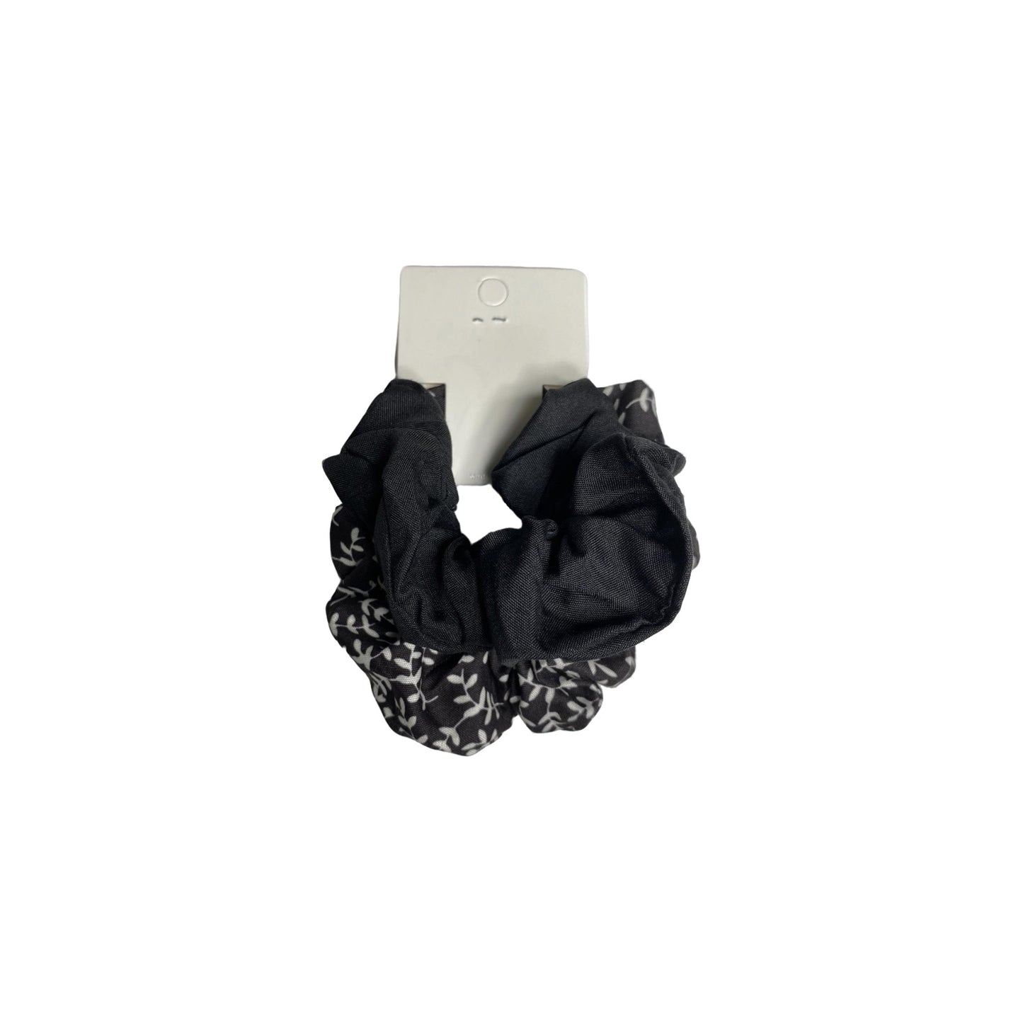 Melody Solid Black & Printed Hair Scrunchies Set of 2