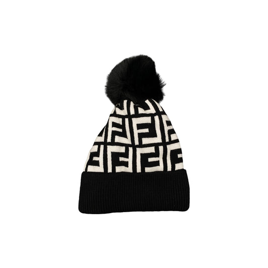 Maze Pattern Pom Pom Beanie