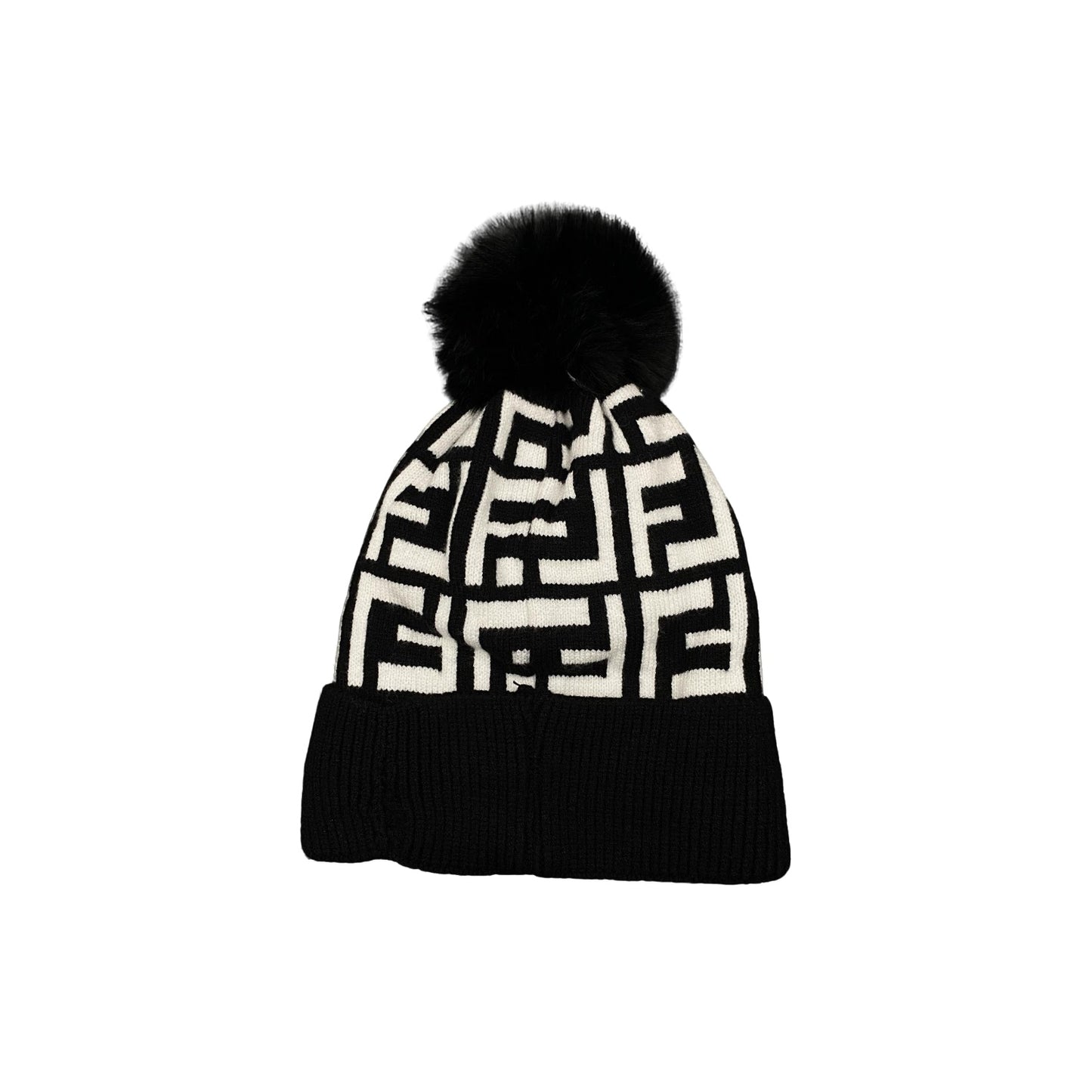 Maze Pattern Pom Pom Beanie