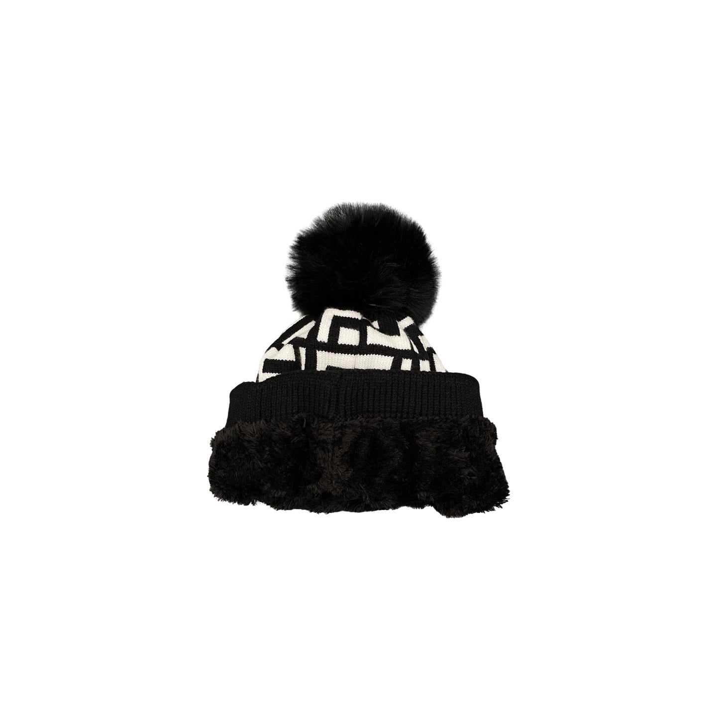 Maze Pattern Pom Pom Beanie