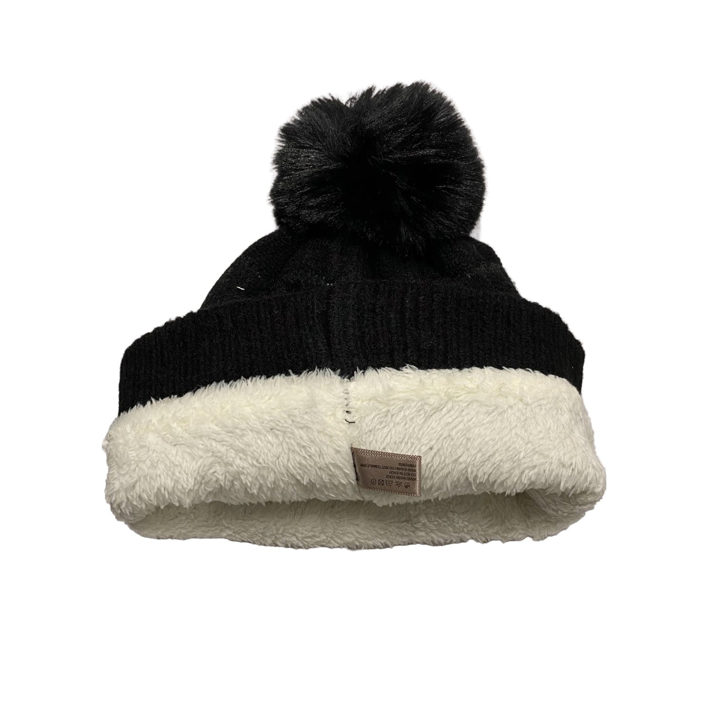 Wool Blended Argyle Fleece Pom Pom Beanie Winter Hat