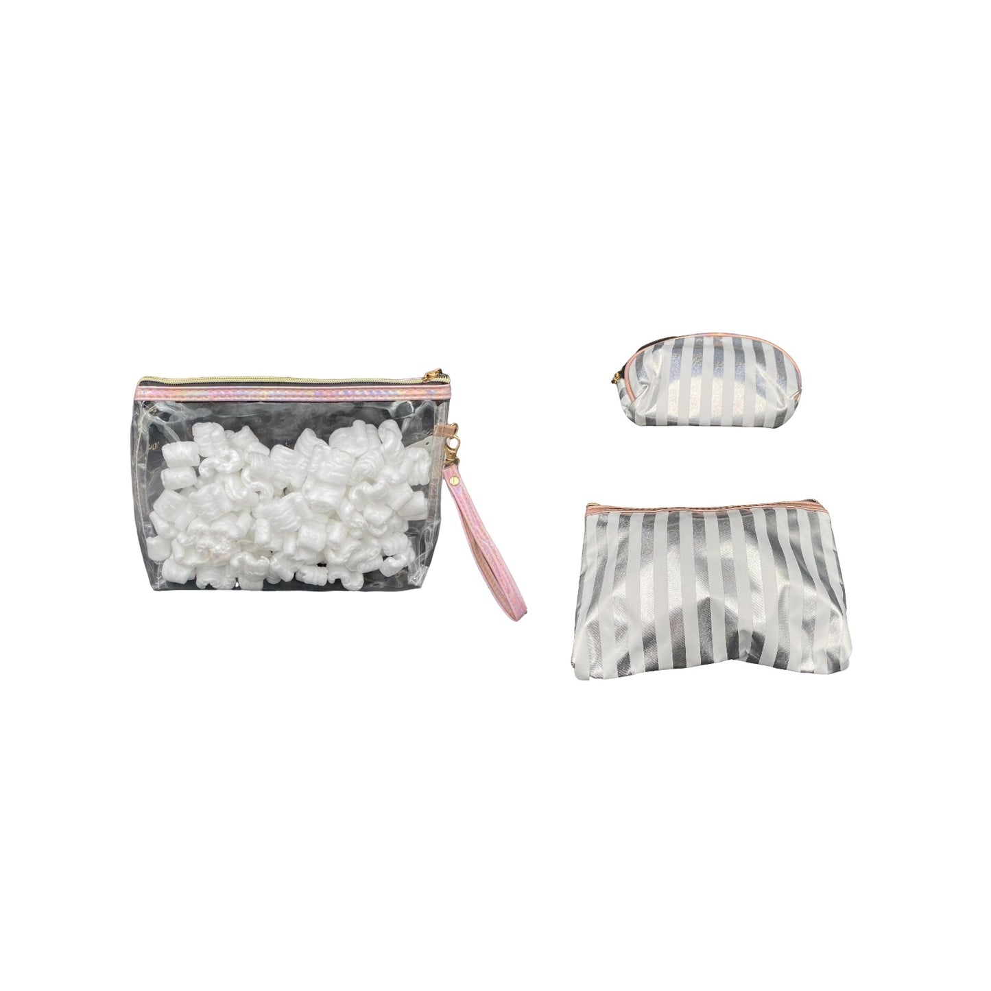 3 Piece Striped Costmetic Bag