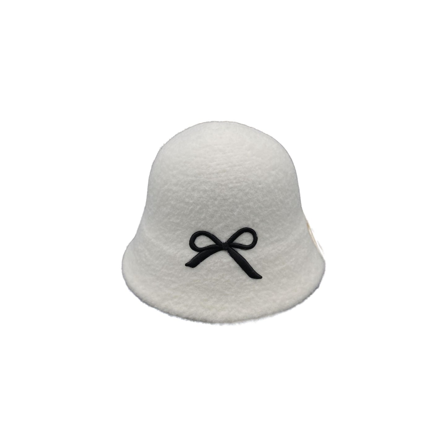 Wool Embroidered Ribbon Bucket Hat For Woman