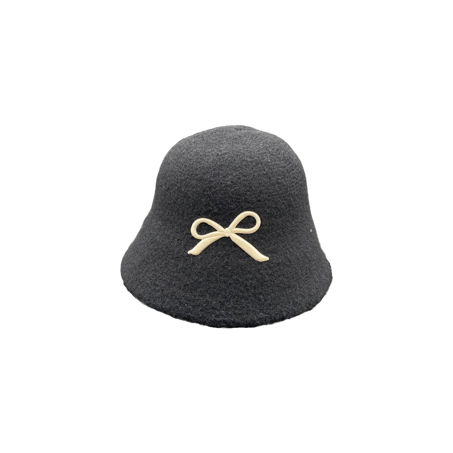 Wool Embroidered Ribbon Bucket Hat For Woman