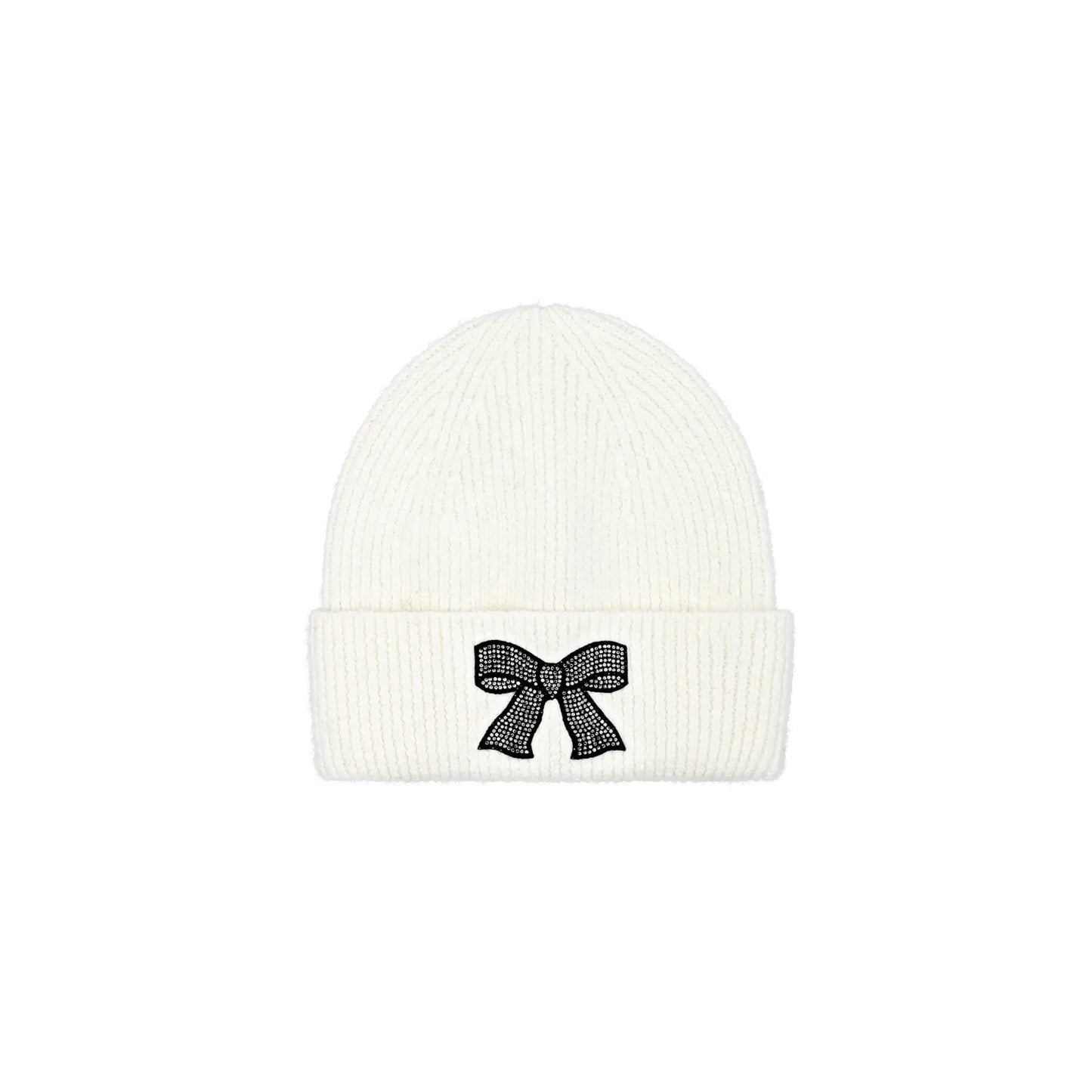 C.C Rhinestone Ribbon Embellishment Beanie Winter Hat