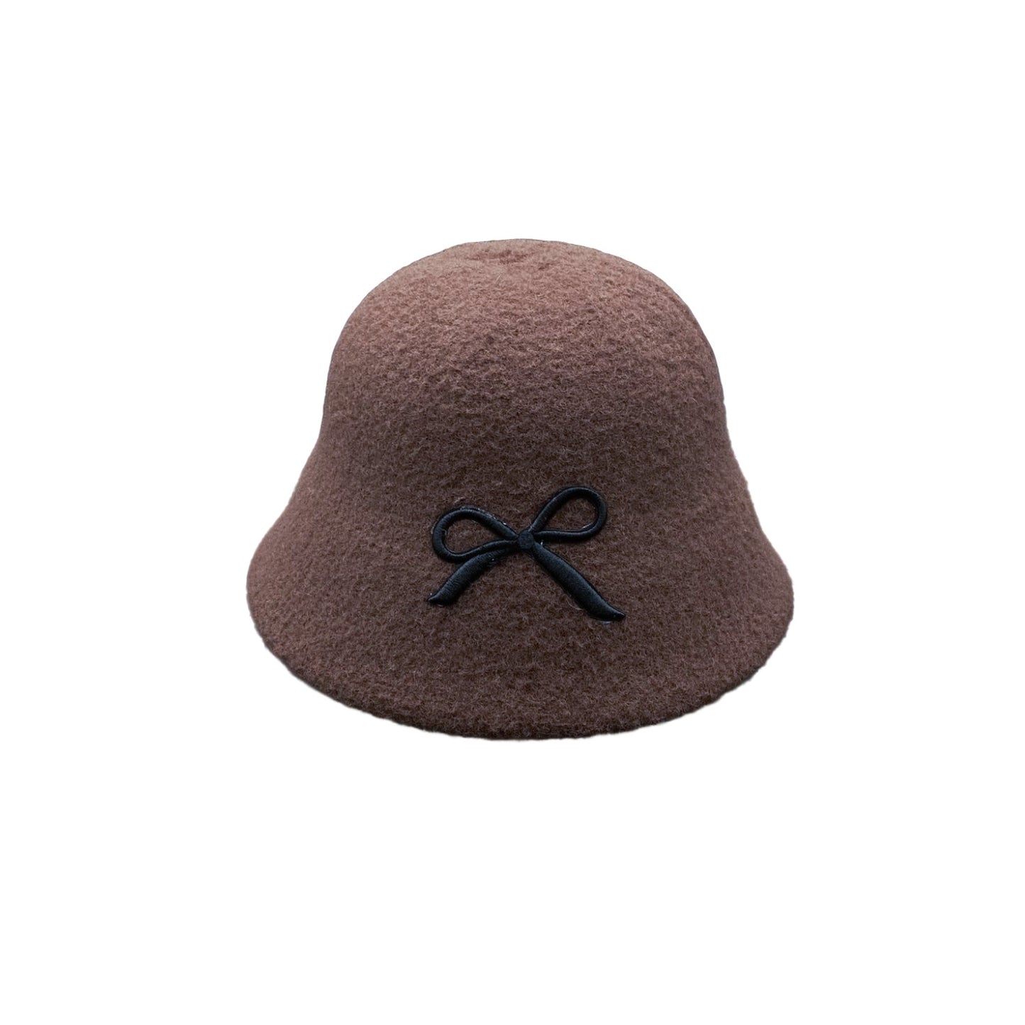 Wool Embroidered Ribbon Bucket Hat For Woman