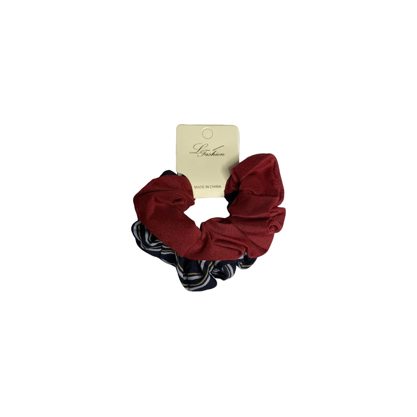 Stripe & Solid Fashion Scrunchies Set Of 2