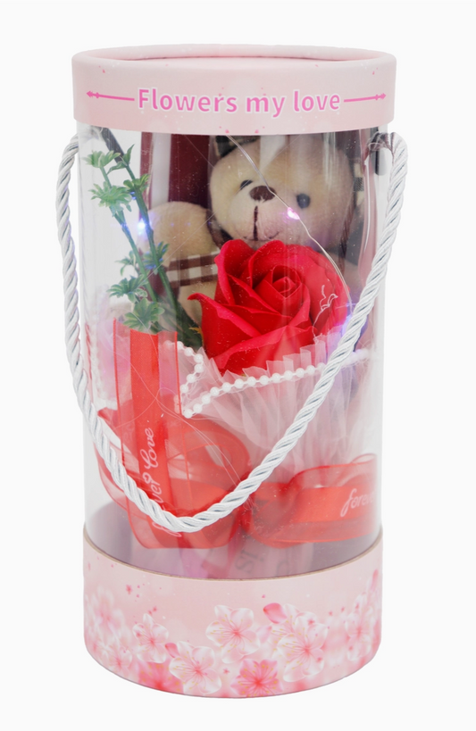 Mini Bear Led Rose Bouquet Gift Barrel