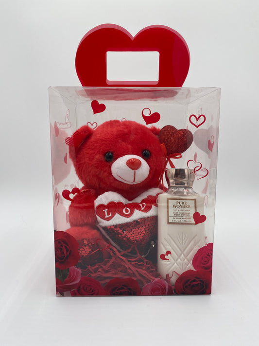 Valentines Day Gift Love Sequined Heart Teddy Bear Gift Set