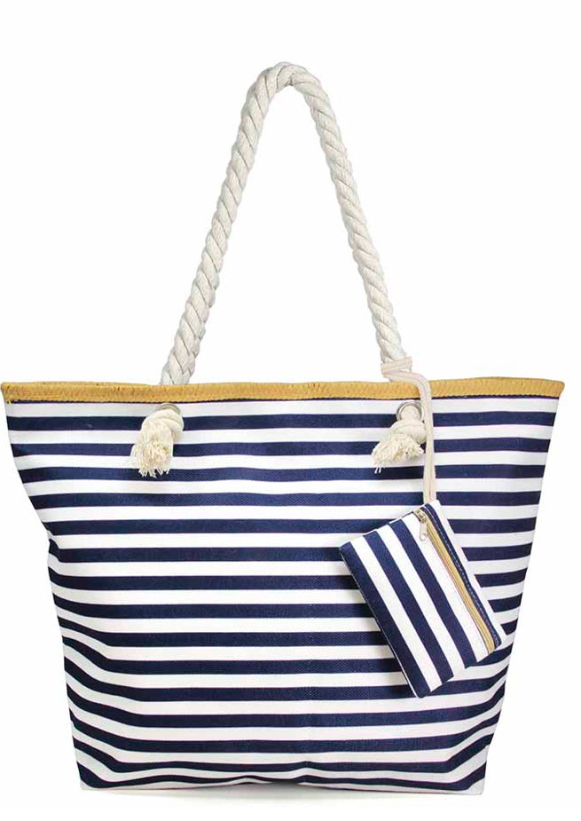 Beach Bag  Stripe Beach Bag with Mini Coin Purse