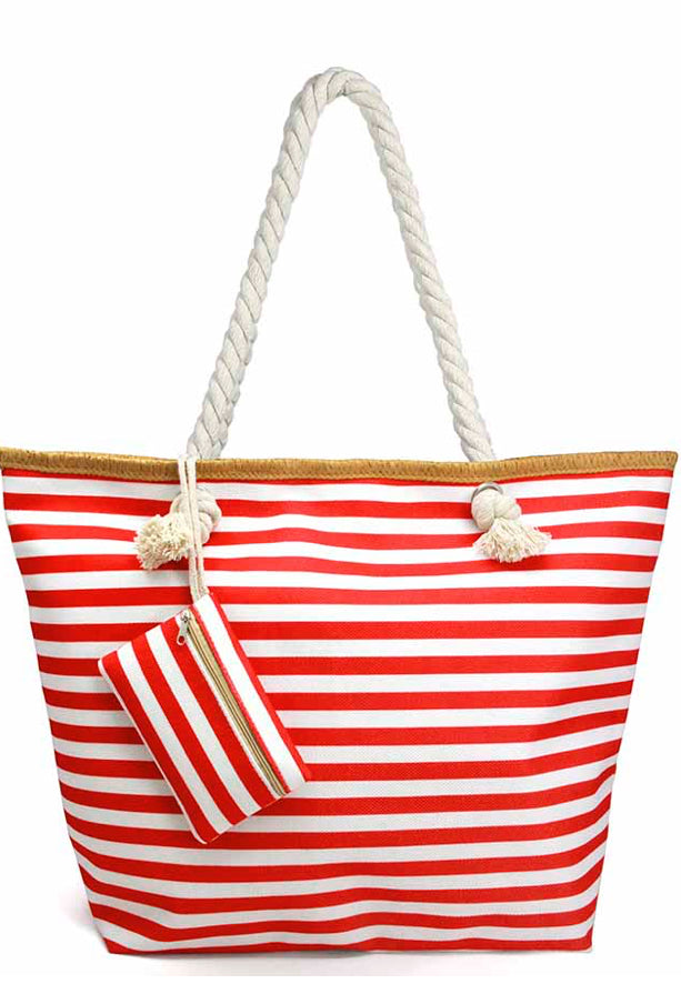 Beach Bag  Stripe Beach Bag with Mini Coin Purse