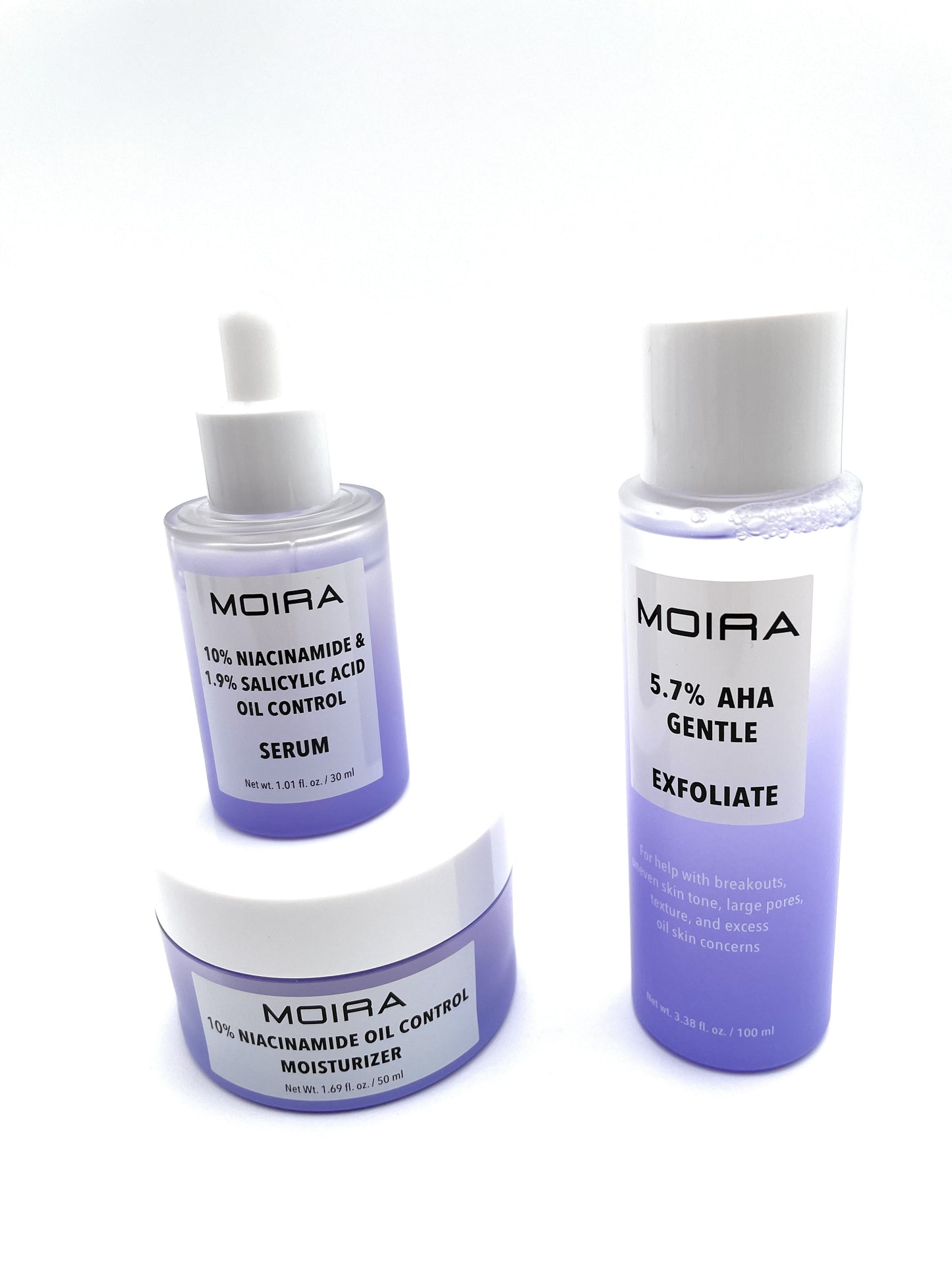 Skin Care Set - Moira Face Niacinamide Oil Control Moisturizer, Serum, Exfoliant