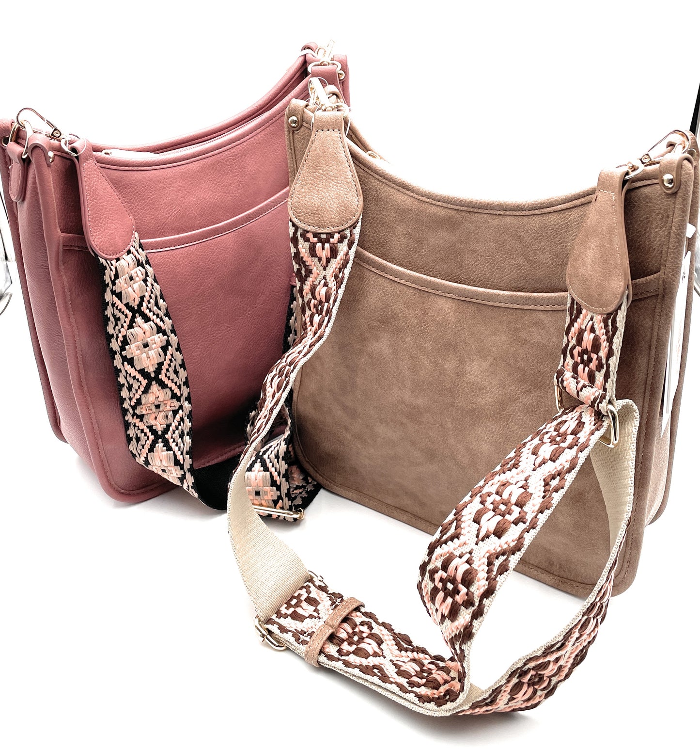 Guitar Strap Shoulder Curved Crossbody Bag with Pattern Strap