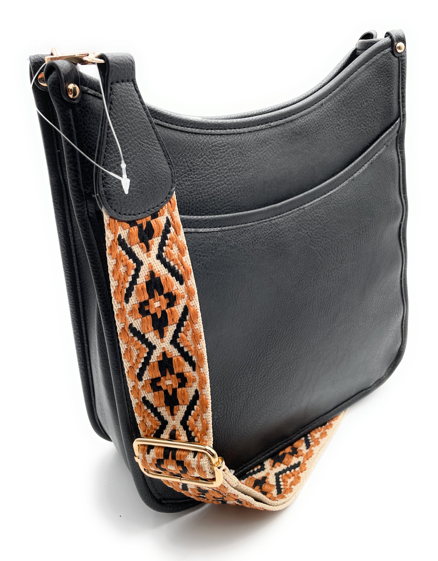 Guitar Strap Shoulder Curved Crossbody Bag with Pattern Strap