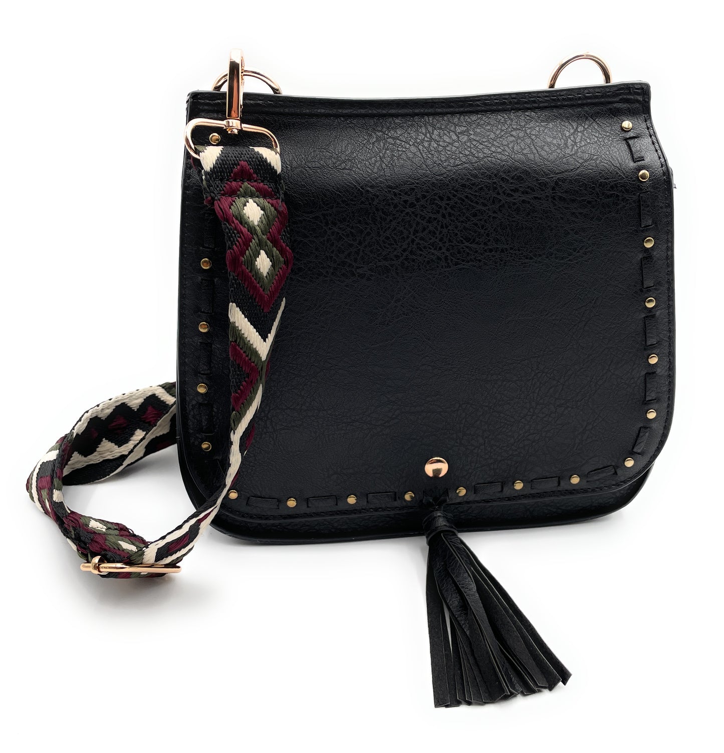 Guitar Studded Tassel Crossbody Bag