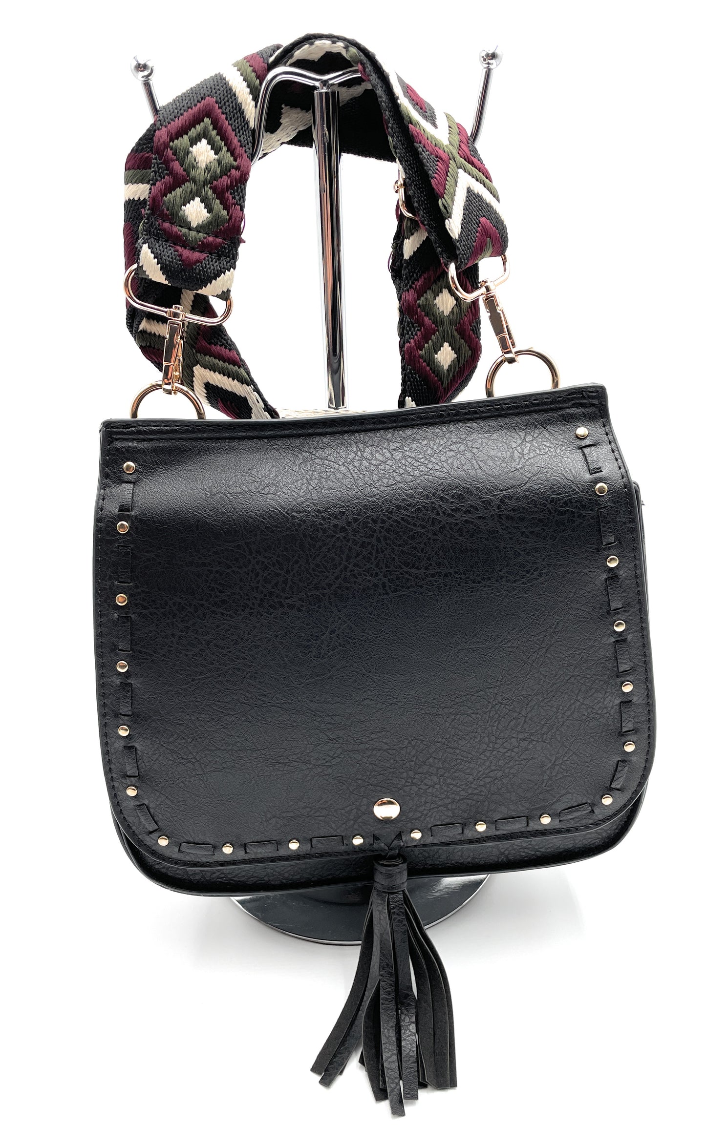 Guitar Studded Tassel Crossbody Bag