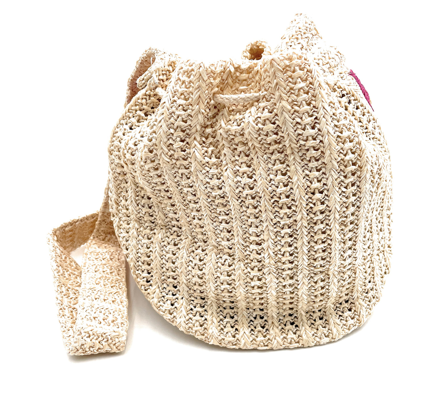 Casual Tribal Straw Crossbody Bucket Bag with Tassel Drawstring