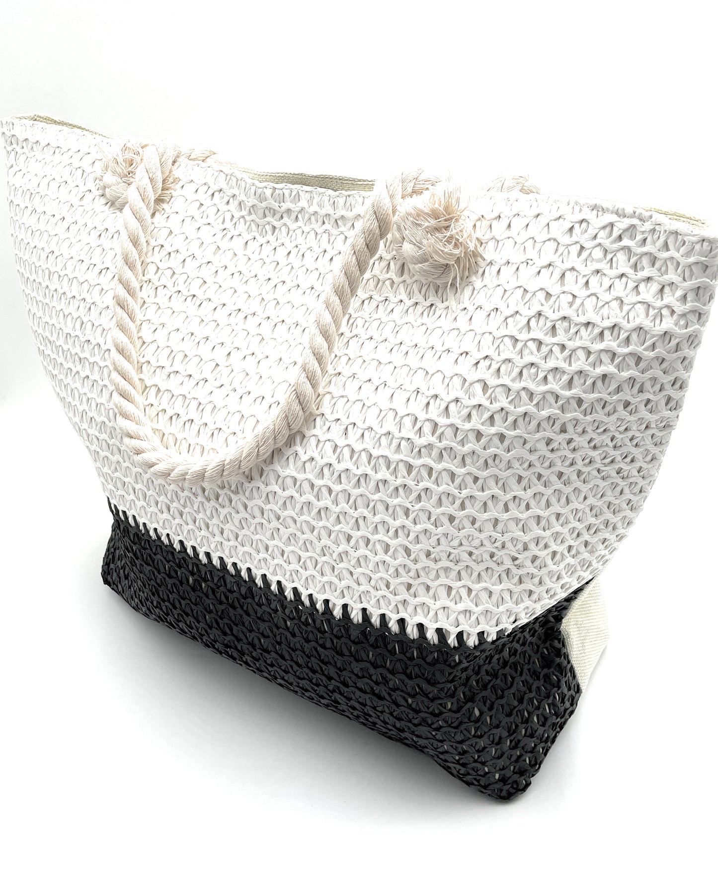 Beach Bag  Woven Two Tones Straw Toe Bag